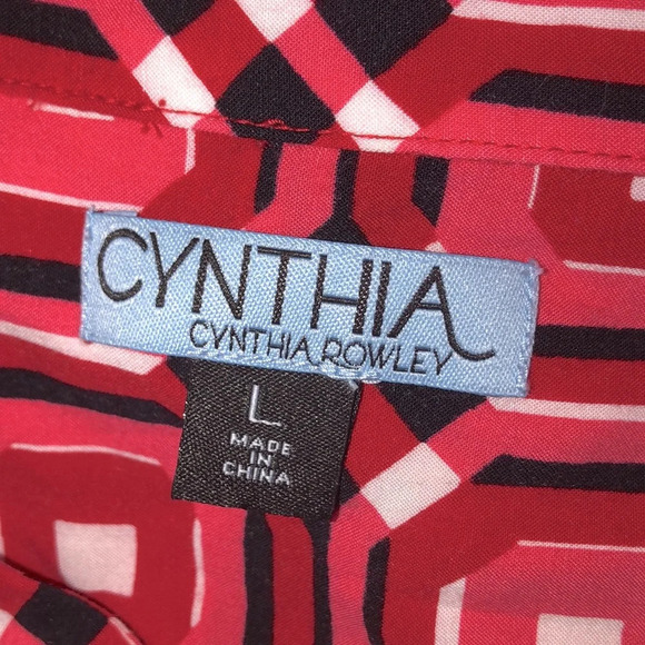 Cynthia Rowley size large red geometric print top - Picture 5 of 6